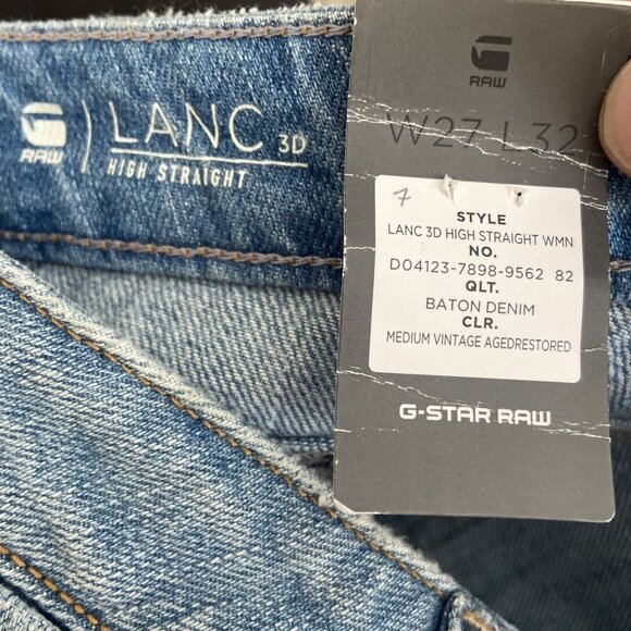 G Star Raw Womens Lanc 3D High Straight Jeans Size 27X32 Denim Restored NWT - Picture 4 of 10